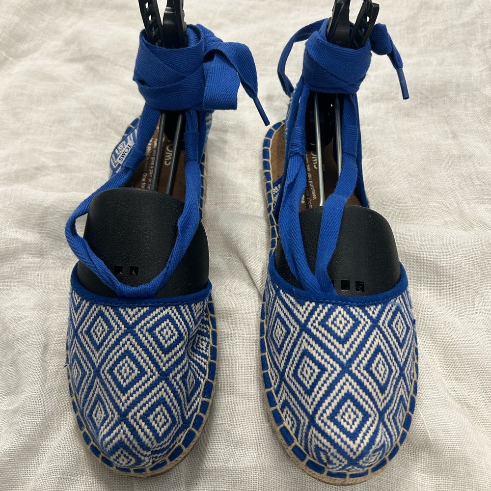 TOMS Womens Katalina Espadrille Slip On Flats Lace Up Size 8
